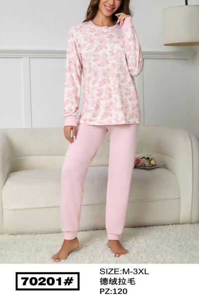 Пижама женская полубатал розовая байка размер 50-58