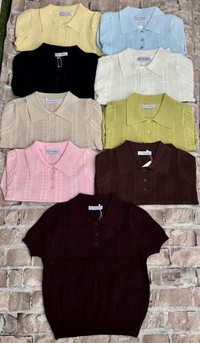 Поло женское вязаный трикотаж с коротким рукавом one size 5 шт в упаковке не дорого от прямого поставщика