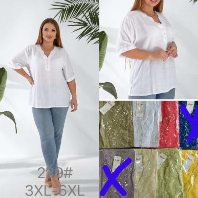 Женская туника ткань лен один цвет в упаковке размер 3xl-6xl модель 229