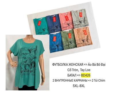 Футболка женская батал разный цвет 5xl-8xl:5шт Ткани: трикотаж  Виробник: Ветнам