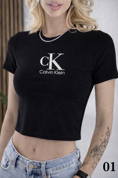 Футболки женские Ck( Calvin klein) Стандарт ткань: Вискоза хорошо тянущиеся 5 ед в уп (1 цвета)42,42,44,46,48-1