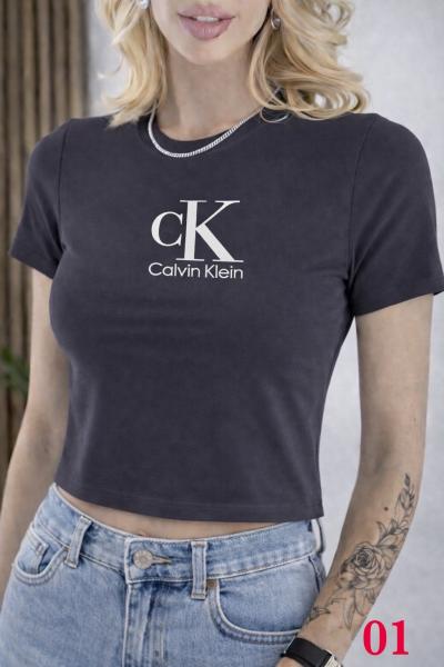 Футболки женские Ck( Calvin klein) Стандарт ткань: Вискоза хорошо тянущиеся 5 ед в уп (1 цвета)42,42,44,46,48-3