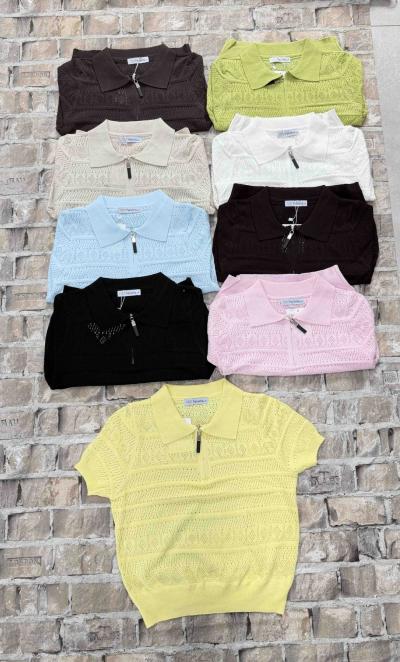 Поло женское вязаный трикотаж с коротким рукавом one size 5 шт в упаковке не дорого от прямого поставщика