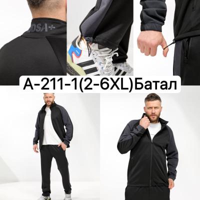 Мужской спортивный костюм ткань дайвинг цвет черный размер 2-6XL модель A-211-1