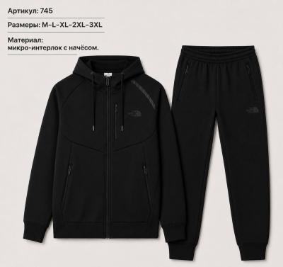 Костюмы мужские ткань микро интерлок цвет черный размер M-L-XL-2XL-3XL модель 745