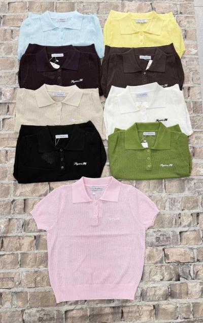 Поло женское вязаный трикотаж с коротким рукавом one size 5 шт в упаковке не дорого от прямого поставщика