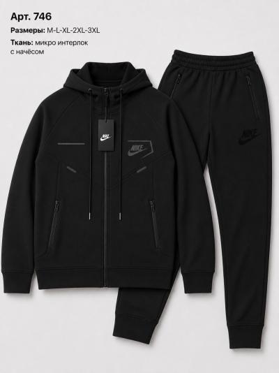 Костюмы мужские ткань микро интерлок цвет черный размер M-L-XL-2XL-3XL модель 746