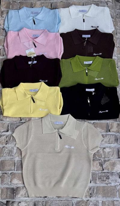 Поло женское вязаный трикотаж с коротким рукавом one size 5 шт в упаковке не дорого от прямого поставщика