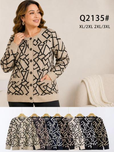 Женский свитер ткань кашемир один цвет в упаковке размер XL/2XL, 2XL/3XL модель Q2135
