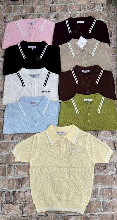 Поло женское вязаный трикотаж с коротким рукавом one size 5 шт в упаковке не дорого от прямого поставщика