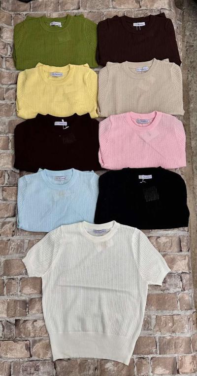 Поло женское вязаный трикотаж с коротким рукавом one size 5 шт в упаковке не дорого от прямого поставщика