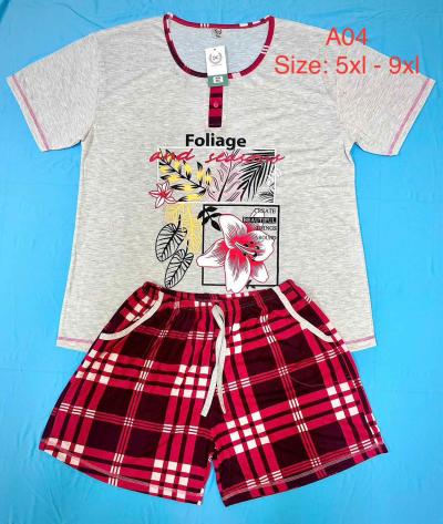 Пижама (футболка +шорты) разный цвет трикотаж размер 5XL-9XL А04
